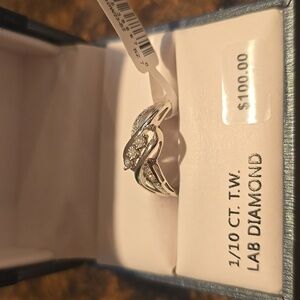 STERLING SILVER 1/10 CTTW LAB CREATED DIAMOND FASHION RING SIZE 7